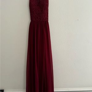 Full length prom dress.